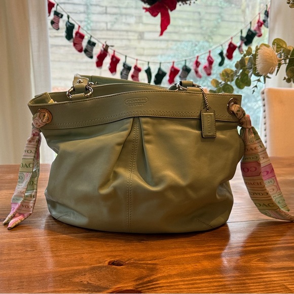 Coach Mint Green Leather Shoulder Bag